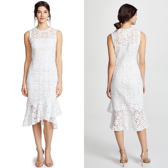 Shoshanna Dresses & Skirts - Shoshanna White Lace Eyelet Midi Dress